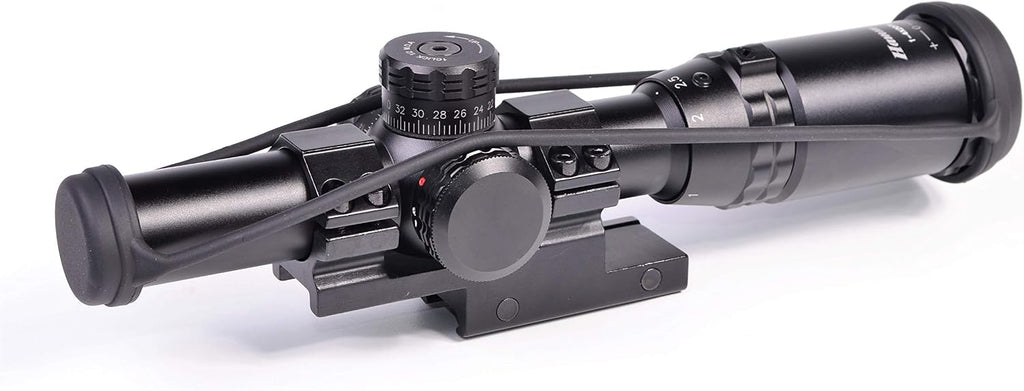 Hammers 1-4x20 Lightweight Compact Short Rifle Scope w/Illuminated Etched Glass Circle Reticle Finger Adjustable Lockable External Turret Screws Speed Throw Lever Offset Scope Mount 1inch Tube