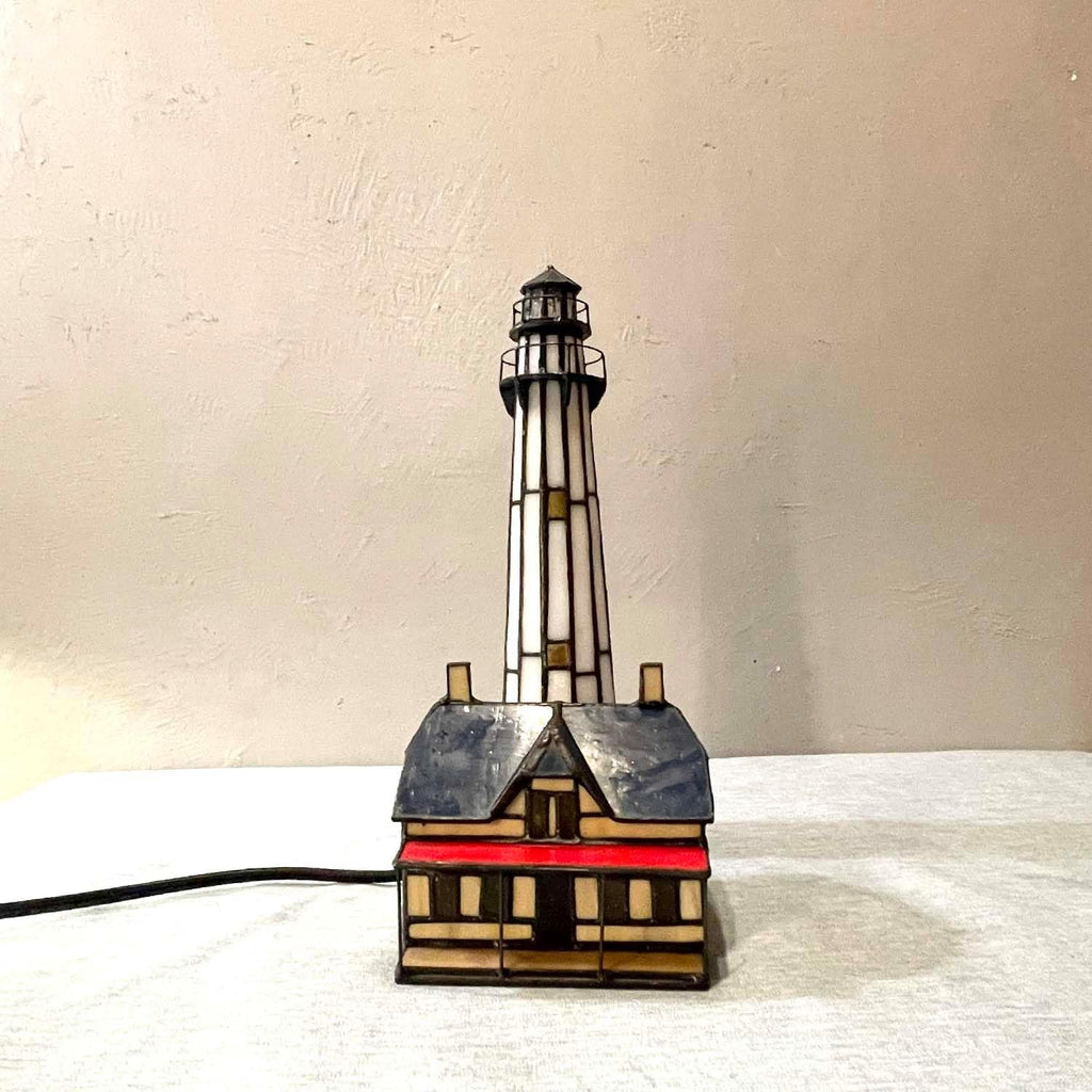 Bieye L10942 St Simons Lighthouse Museum Tiffany Style Stained Glass Accent Table Lamp for Home Decor