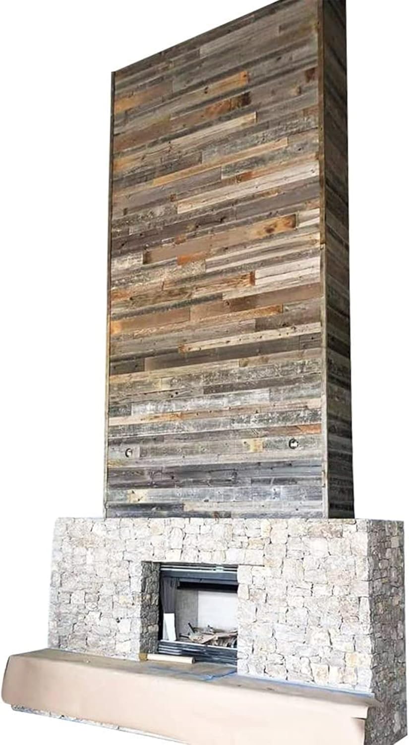 Rockin' Wood Real Wood Nail Up Application Rustic Reclaimed Naturally Weathered Barn Wood Accent Paneling Board Planks for Home Walls (46 Square feet)