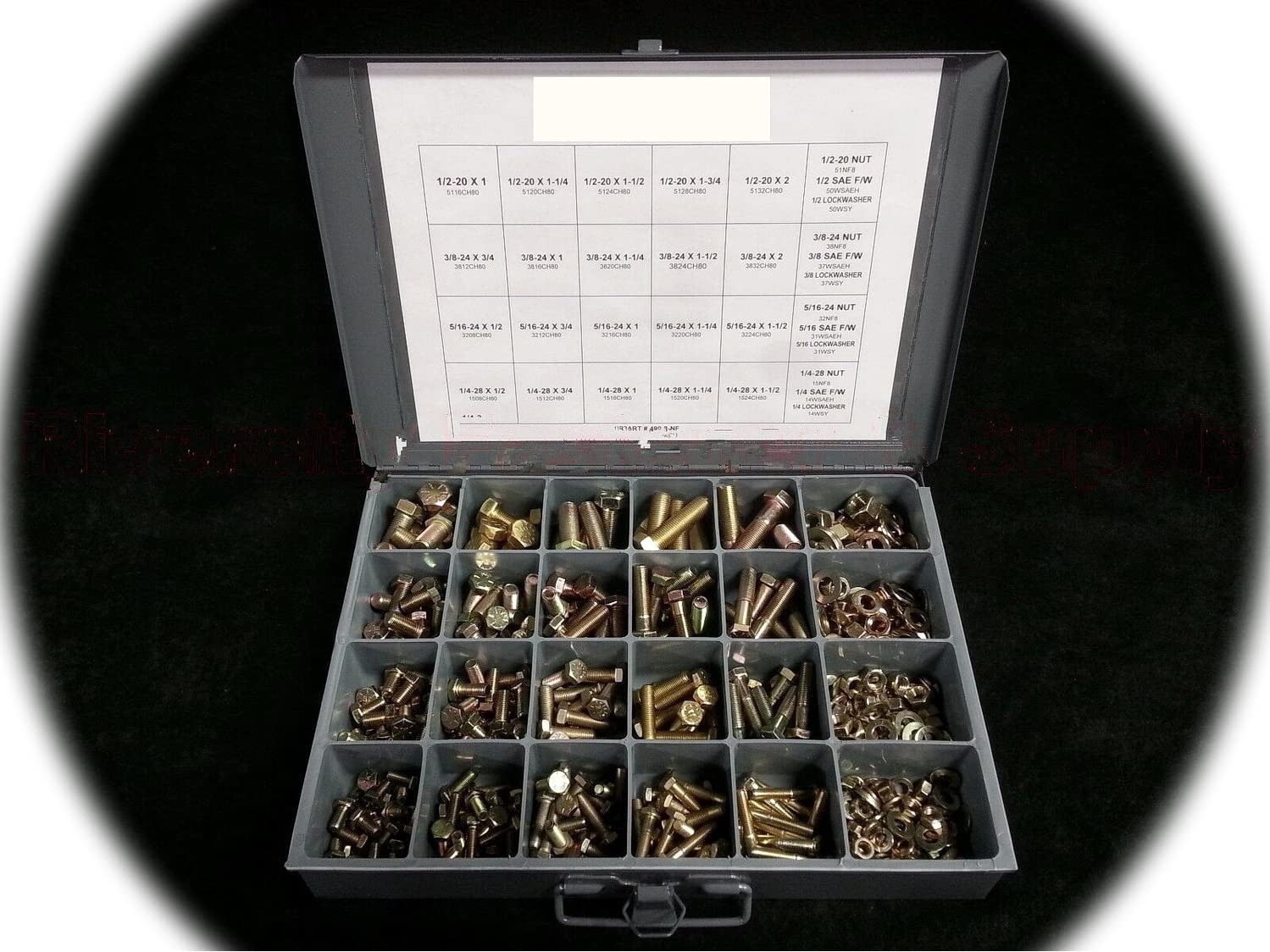 Grade 8 Bolt NUT & Washer & Lock Washer Assortment - KIT 490 Pieces FINE Thread Hardware Fastener Kit Set RV9030S