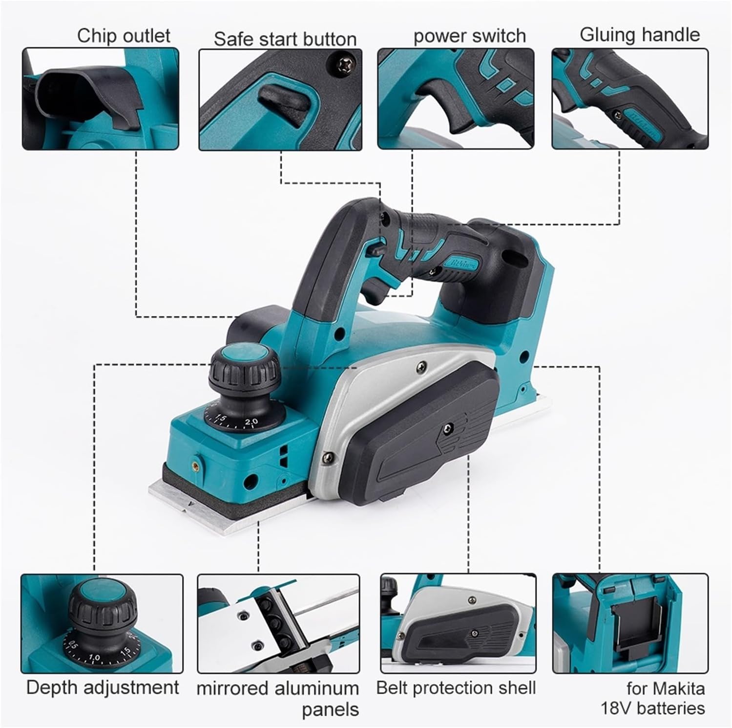 Cordless Electric Planer 15000rpm Electric Router Trimmer With Wrench Wood Cutting Machine Woodworking Tool
