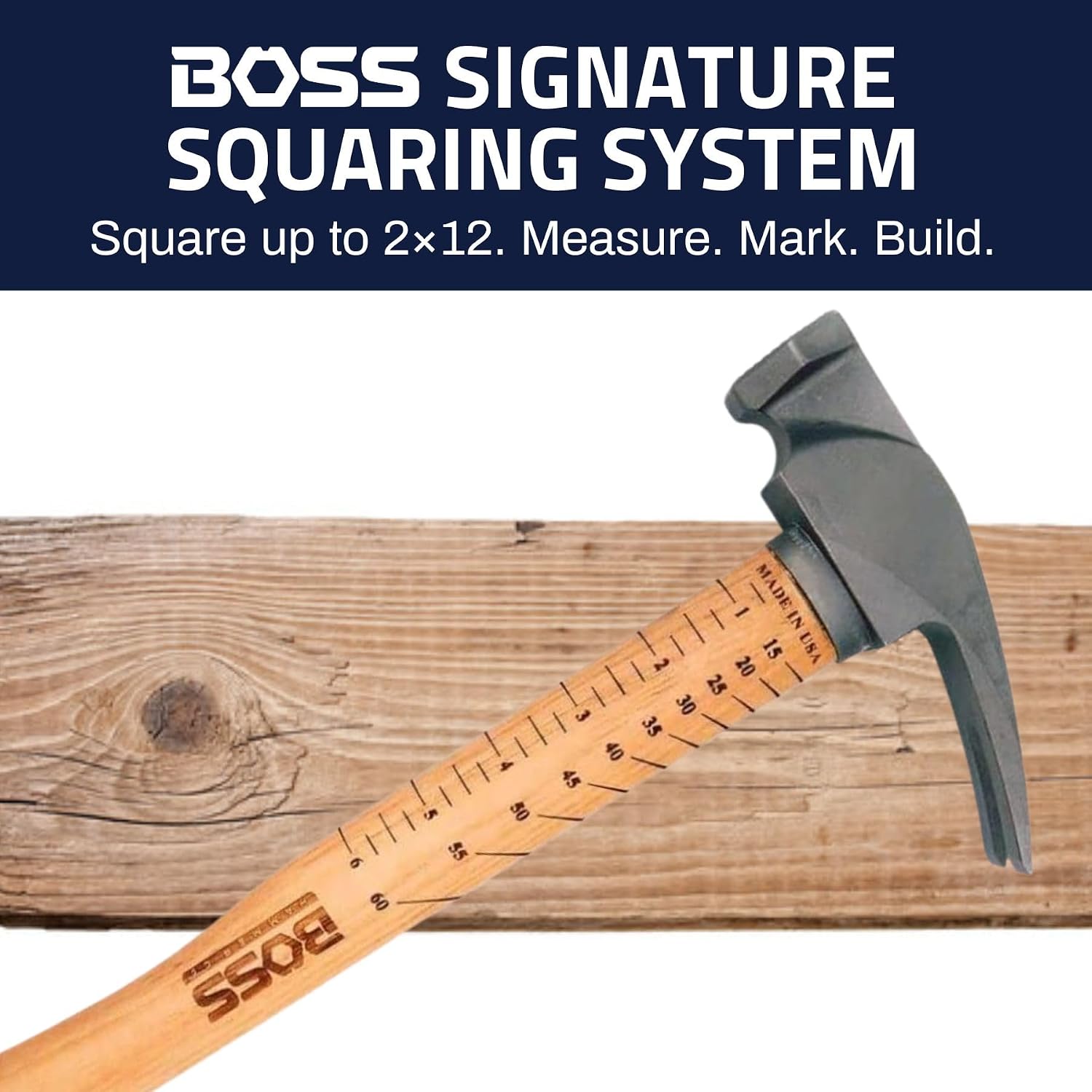 Boss Hammer 12 oz. Ti64 Construction Grade Titanium Hammer - Tennessee Hickory Handle - Framing Square, Rip Claw Design, Magnetic Nail Starter, Milled Face - Made in the USA - BH12TIHI16M
