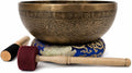 12' Om Mane Padme Hum Mantra Carved Singing Bowl for Meditation, Healing & Music Therapy - Tibetan Handmade Bowls