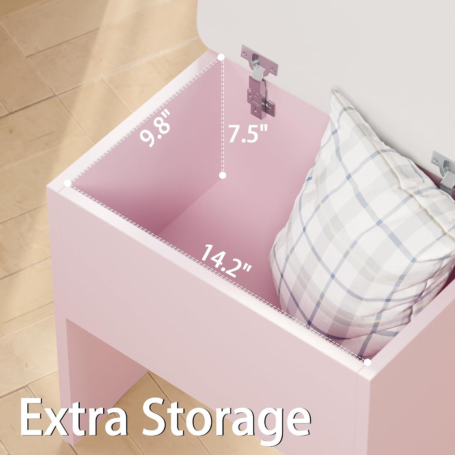 LIKIMIO Small Makeup Vanity Desk with Mirror and Lights, Vanity Table Set with Storage Drawer, Chair and Three Shelves, Bedroom, Pink