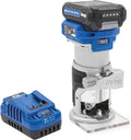 Kreg 20V Ionic Drive 1/4 Inch Trim Router, 20V Blue Ion Charger & Blue Ion 2Ah Battery Pack - Cordless Woodworking Tool - Micro-Adjustment Trim Tool - Dual LED Lights - KPTBRT025A