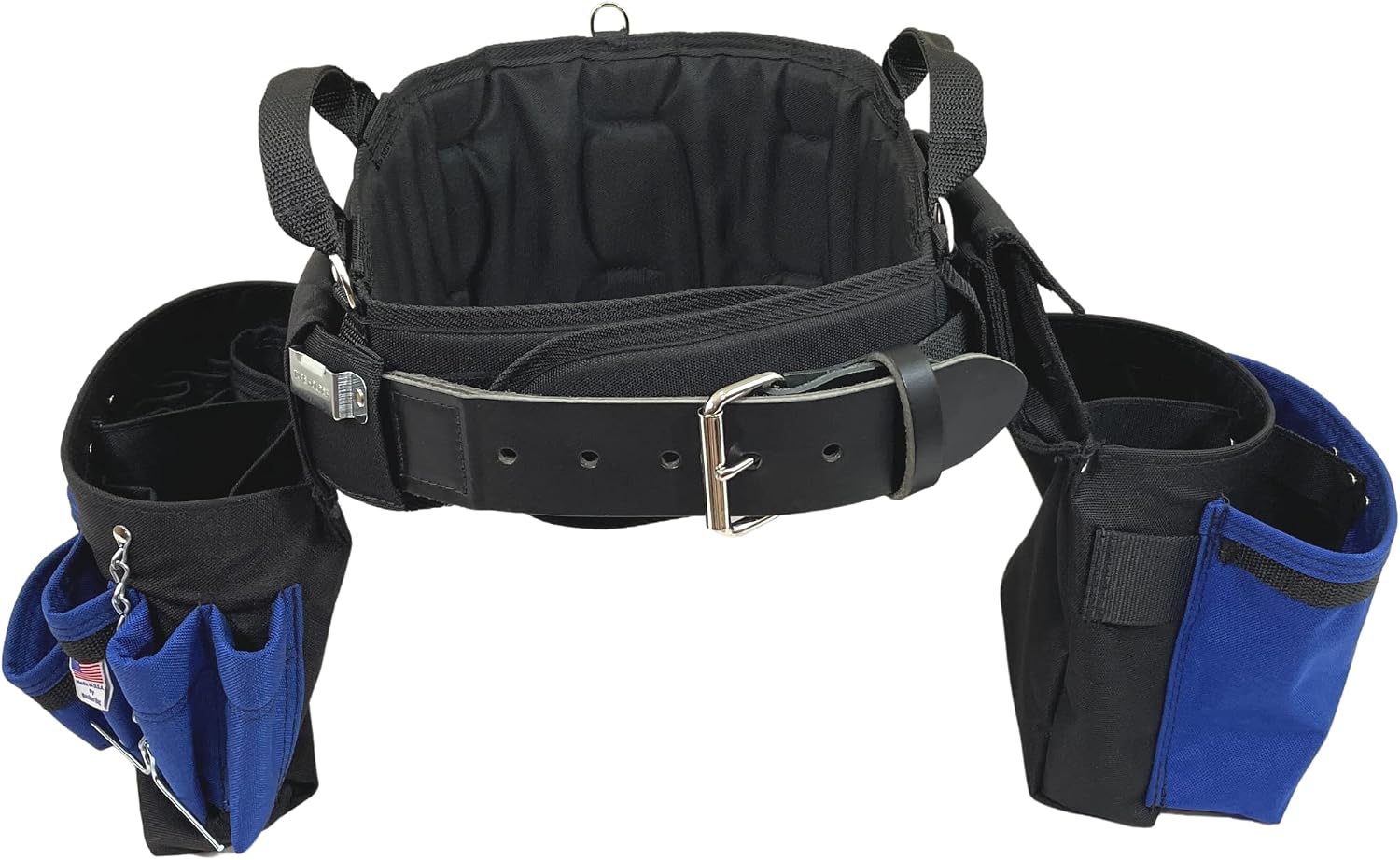 BOULDER BAG Ultimate Electrician's MAX Combo with Comfort Back Support Tool Belt, Leather Belt Buckle, Heavy Duty Work Belt, Blue, (Large 33-436 Inch Waist), Tool Belt Made in USA