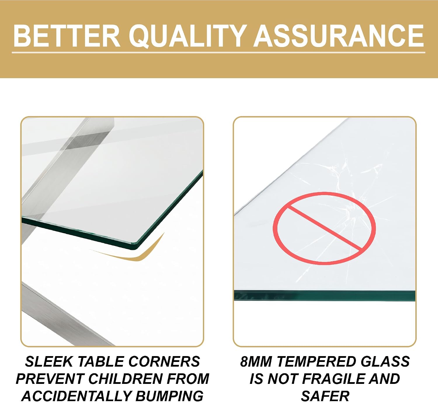 5 Piece Glass Dining Table Set for 4, Modern Tempered Glass Top Kitchen Table and Chairs Set, 4 Upholstered Chairs and Faux Leather Cushions, Space-Saving Small Apartment Dining Set