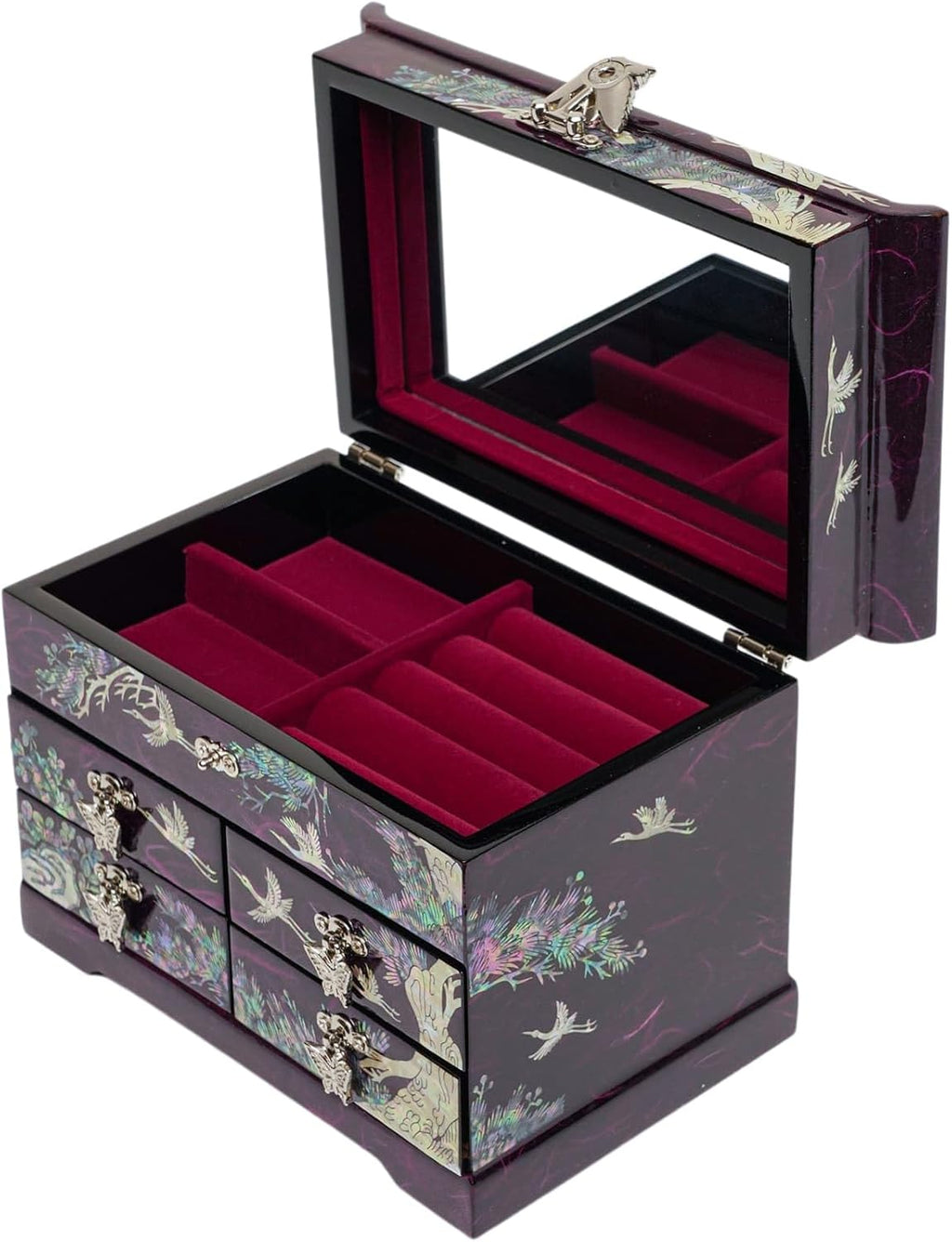 February Mountain Mother of Pearl Handcrafted Mother-of-Pearl Jewelry Box with Traditional Korean Design Mother's day Graduation Birthday Gifts for Women