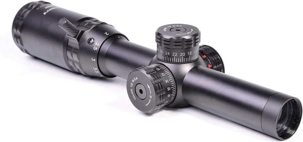 Hammers Lightweight Lever Action Rifle Scope 1-4x20 w/Illuminated Etched Glass Hog Pig Reticle 1inch Tube Weaver Rings Finger Adjustable Lockable Turret Screw Speed Lever