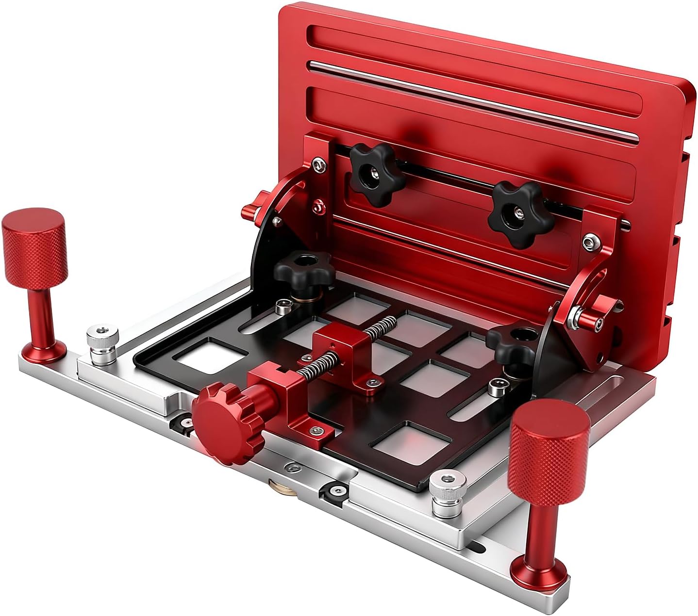 Adjustable Angler Joinery Sled, Precision Table Saw Route Engraving Slide Table Woodworking Coping Rail Suitable for Mortise Tenon Processing fits DIY Projects, Aluminum Alloy Material