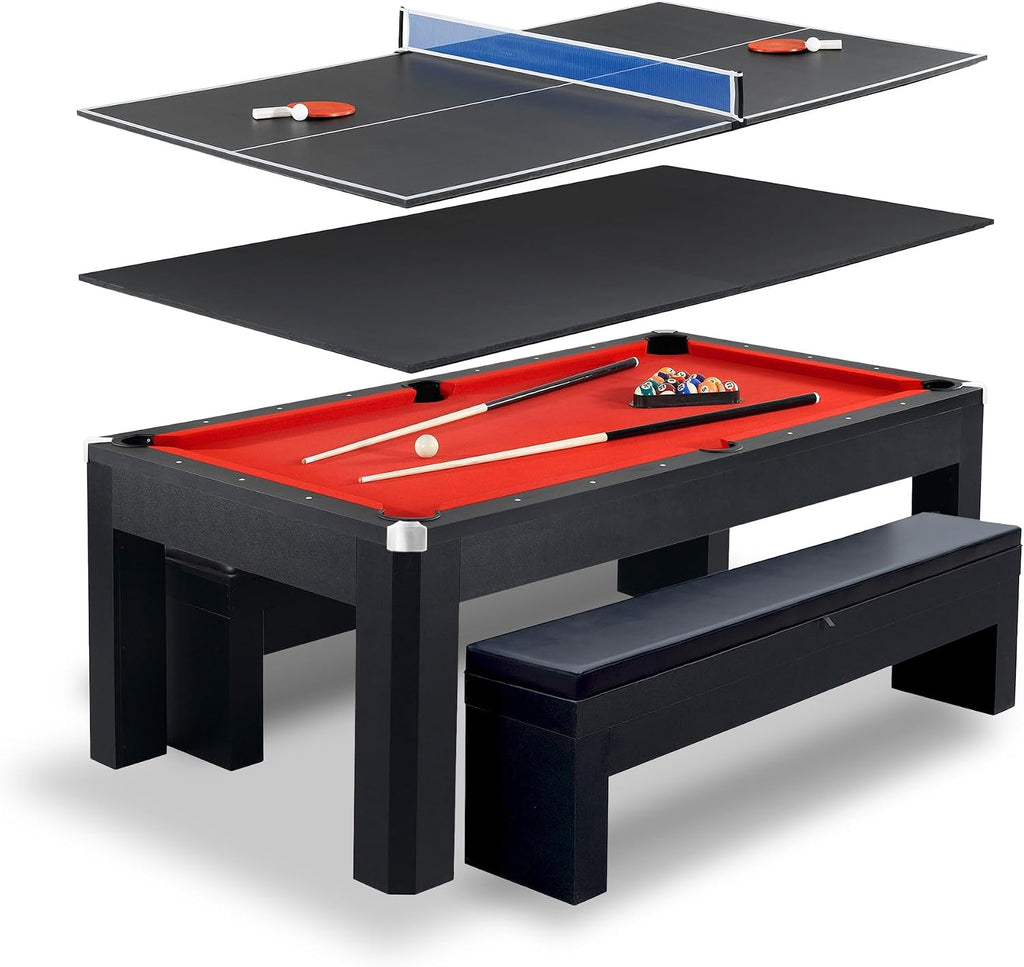 Hathaway Pool Table Combo Set with Benches