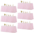Wish Care 6 Pack Pink Tulle Tablecloth for 6 Foot Rectangle Tables Ruffle Stretch Fitted Table Cloths Wrinkle Free Table Cover with Tutu Skirt for Party Wedding Girls Birthday Baby Bridal Shower Cake