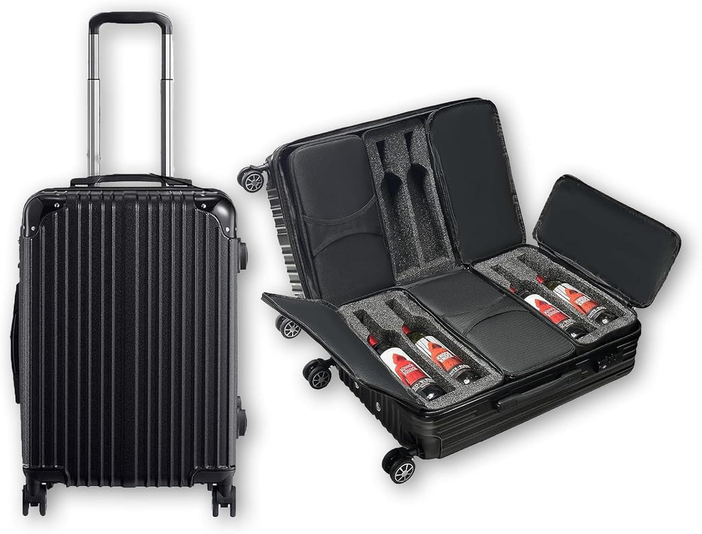 Wine Bottle Suitcase | Holds 12 Standard 750 ML Size Bottles | Universal Airplane Luggage Case, TSA Approved Wheeled Bag For Professionals and Consumers, Gift For Wine Lovers & Connoisseurs