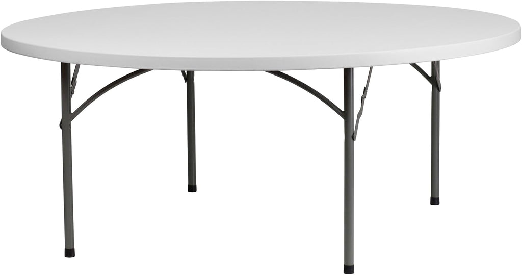 Flash Furniture Kathryn 6' Round All-Occasion Plastic Folding Event Table, Foldable Portable Banquet Table for Indoor/Outdoor Events, White