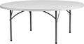 Flash Furniture Kathryn 6' Round All-Occasion Plastic Folding Event Table, Foldable Portable Banquet Table for Indoor/Outdoor Events, White