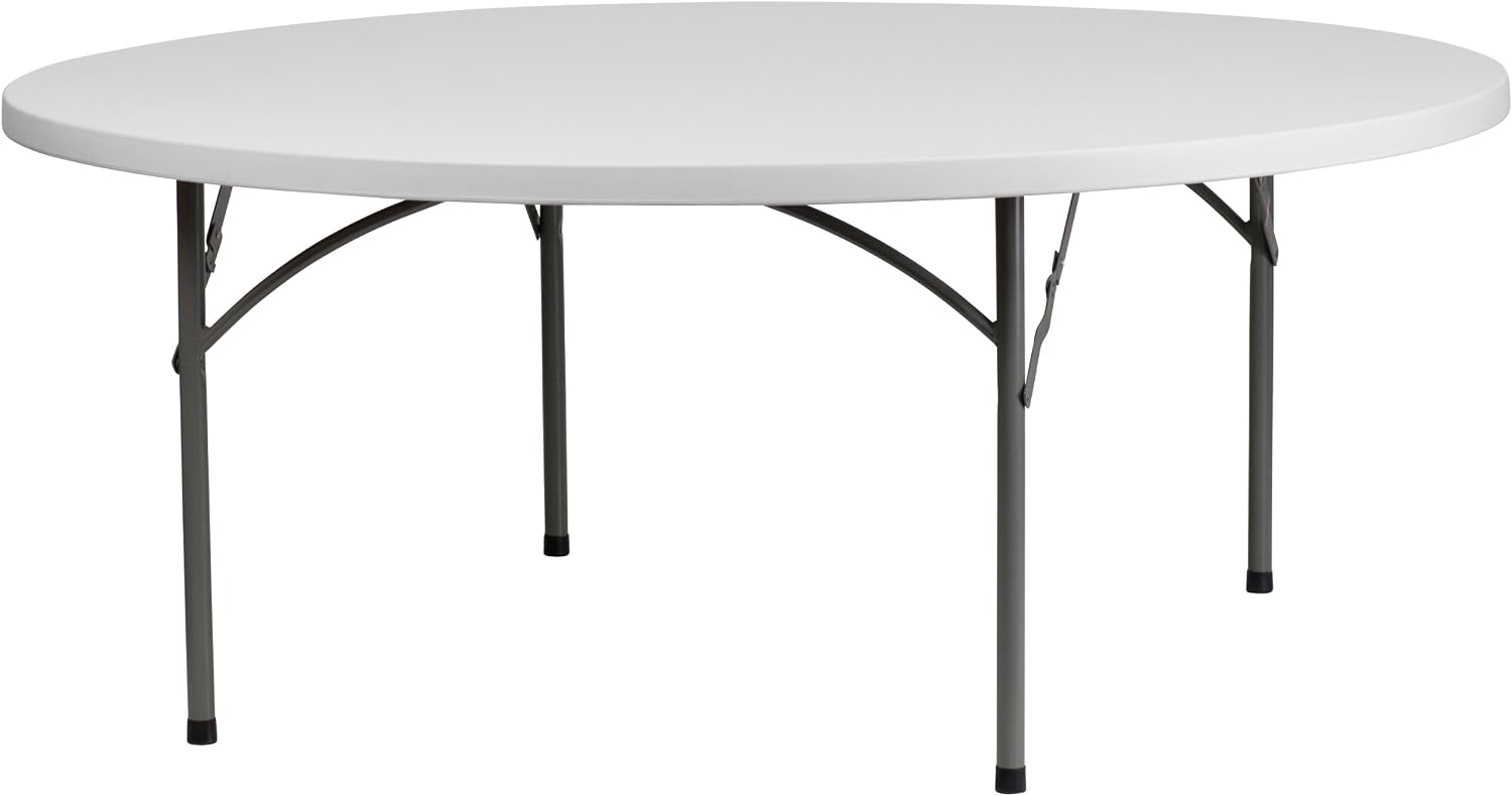 Flash Furniture Kathryn 6' Round All-Occasion Plastic Folding Event Table, Foldable Portable Banquet Table for Indoor/Outdoor Events, White