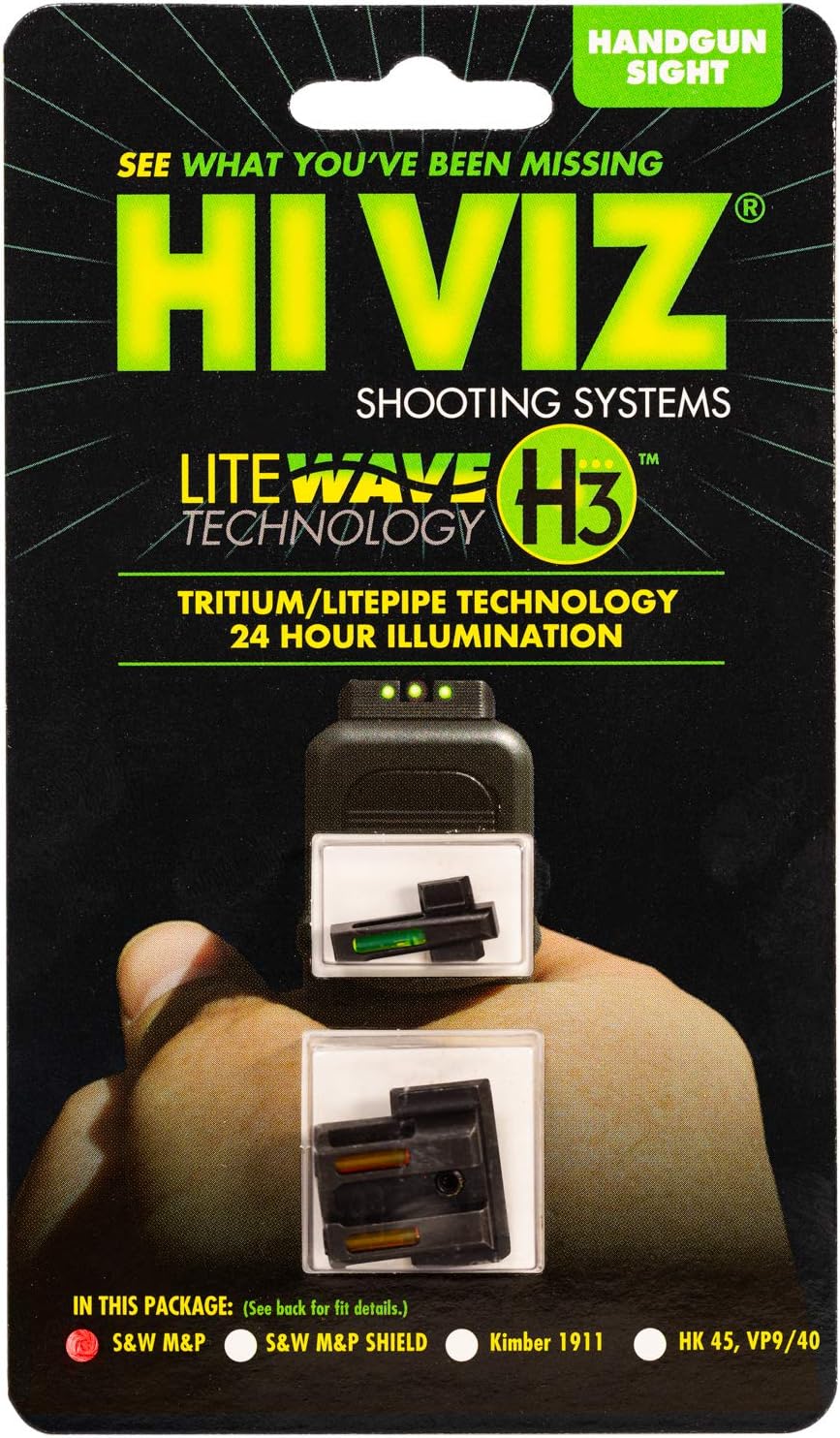 HiViz® LiteWave H3 Sight Tritium LitePipe Day/Night for M&P Fullsize & Compact in All Calibers.