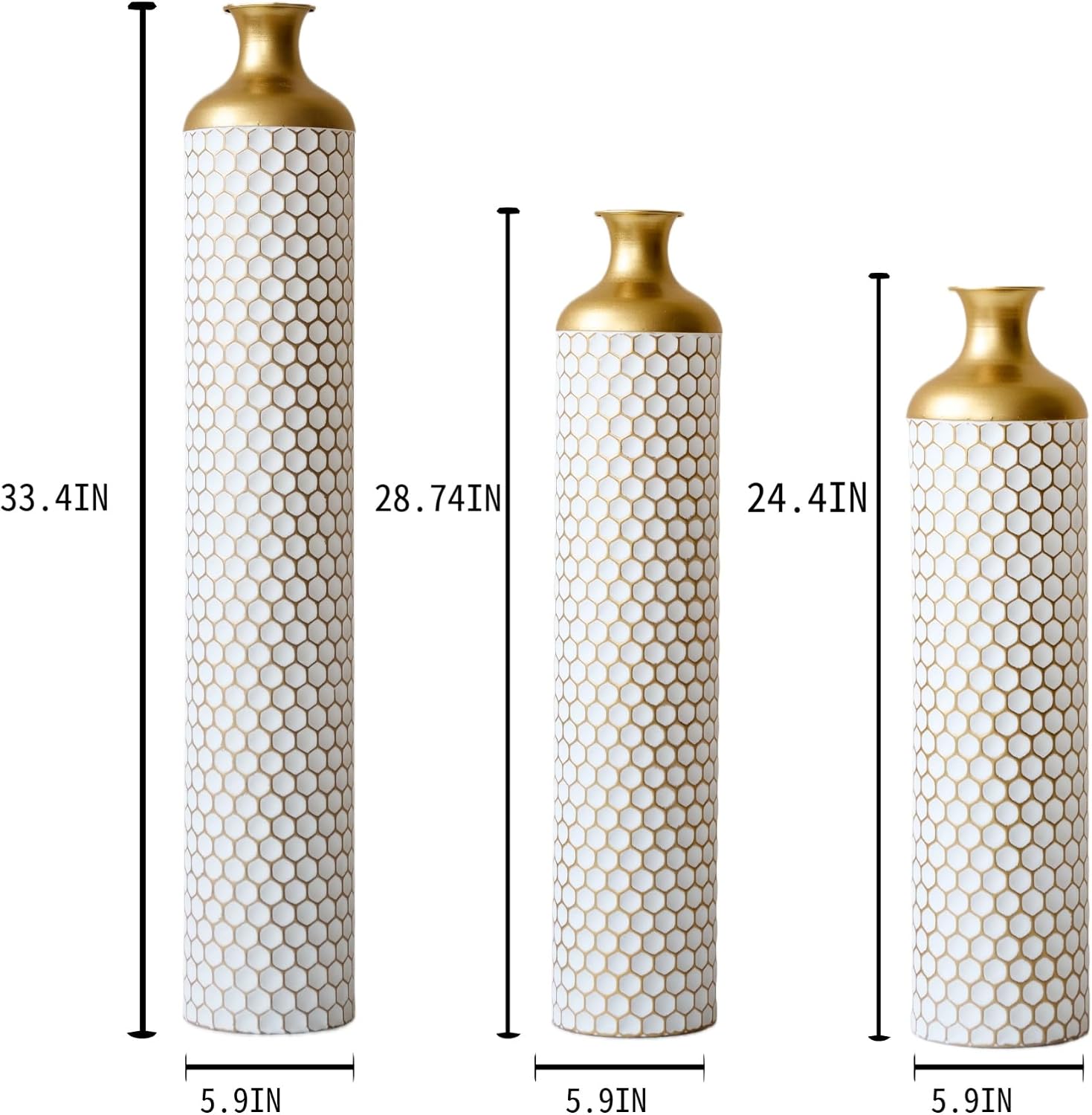 Floor Metal Decorated Vases Set of 3 for Gorgeous Home Decoration Large Glazed Metal Vases