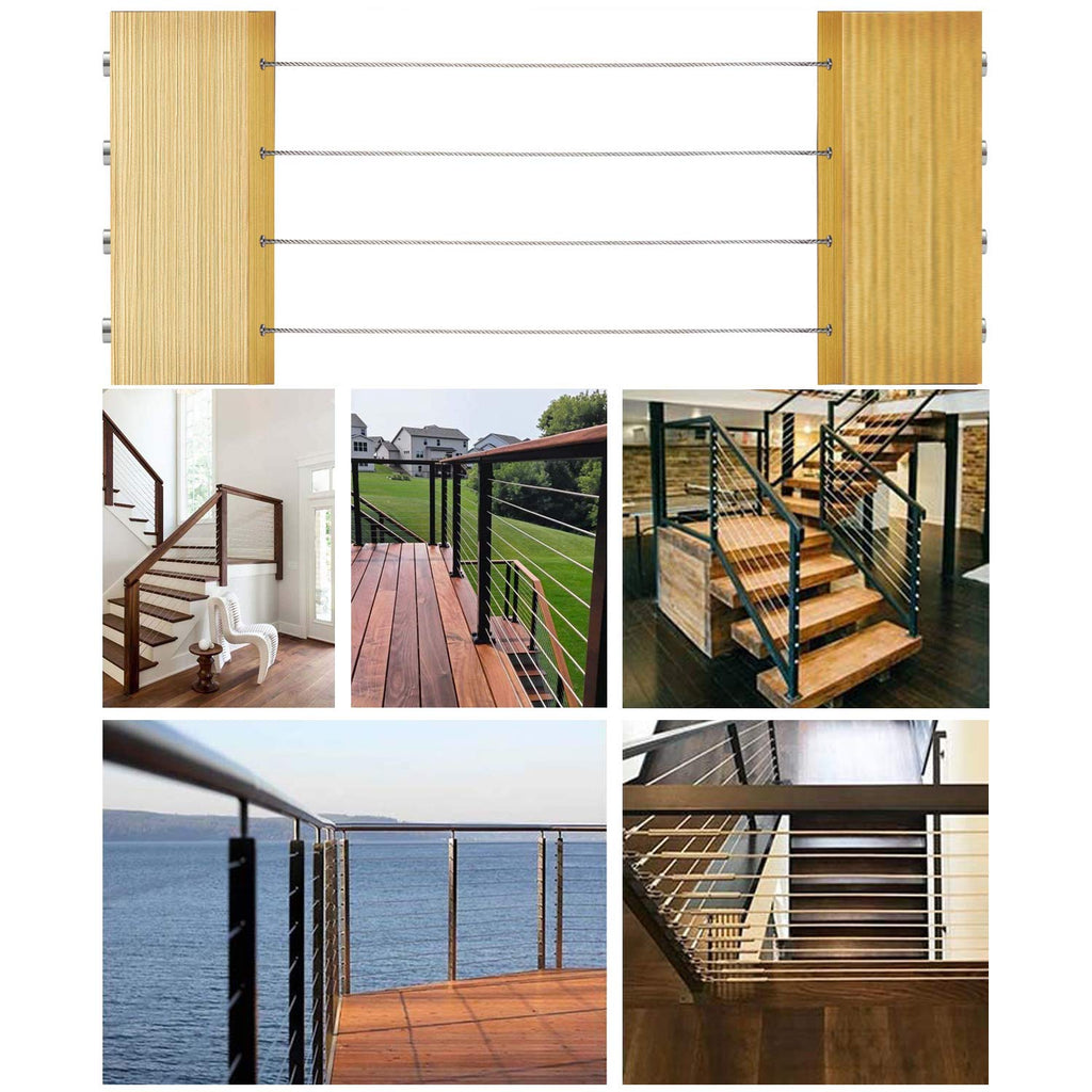 CKE 40 Pack Stainless Steel Invisible Receiver and Swage Stud End for 3/16 Inch Cable Railing, Deck Stair Threaded End Fitting for Wood & Metal Post