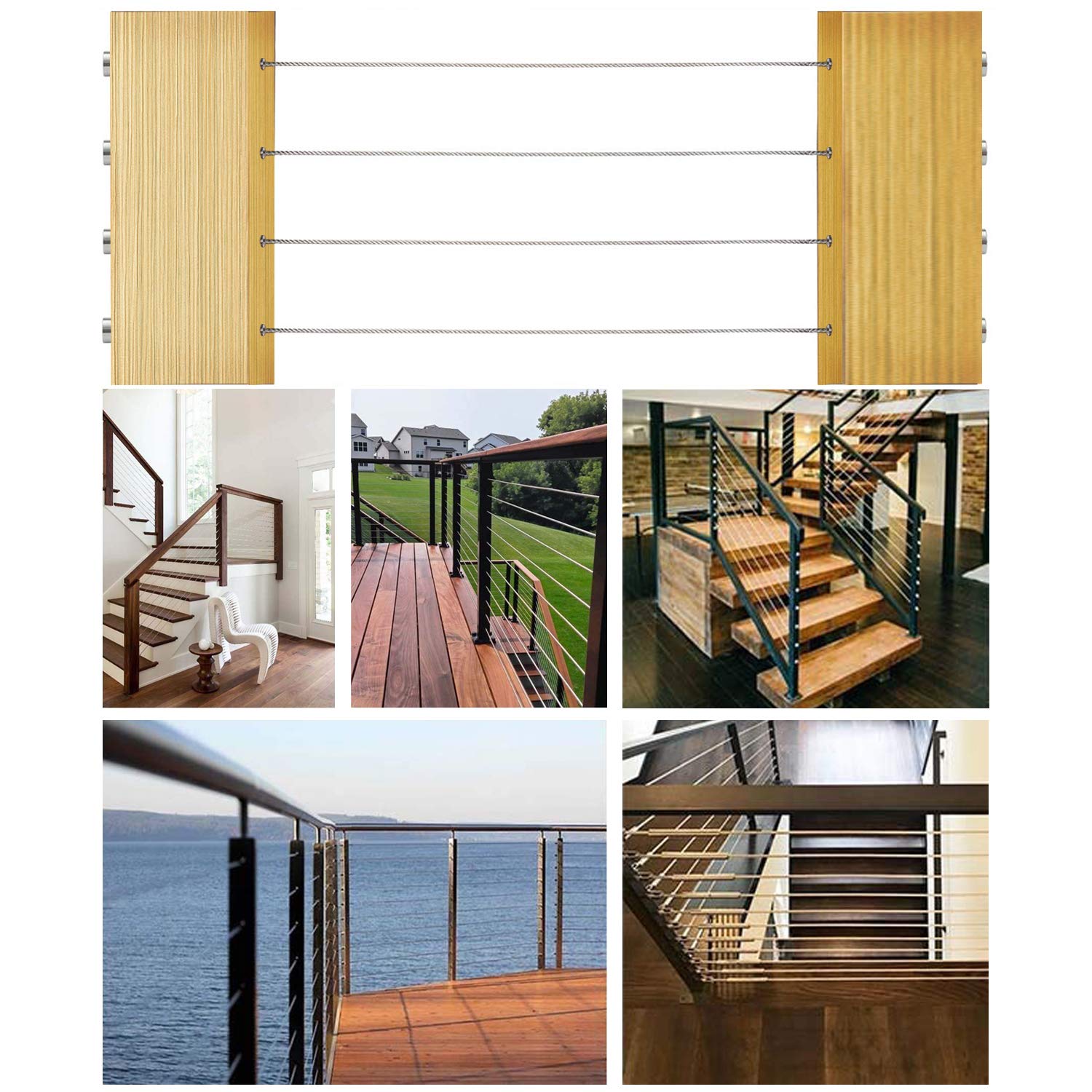 CKE 40 Pack Stainless Steel Invisible Receiver and Swage Stud End for 3/16 Inch Cable Railing, Deck Stair Threaded End Fitting for Wood & Metal Post