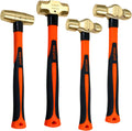 WEDO 4PCS Hammer Set,3lb Sledge Hammer,1lb Ball Pein Hammer,2lb Ball Pein Hammer,2lb Drum Type Hammer,Brass,Fiberglass Handle,Die-Forge,Corrosion Resistant