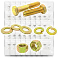 Grade 8 Hex Cap Screws Nuts Washers Coarse Thread Zinc Yellow Assortment - 1268 Pieces