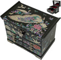 February Mountain Mother of Pearl Wooden Jewelry Organizer Box – Jewelry Storage Box for Women, Features Spacious Drawers, Ideal for Rings, Bracelets, Watches, Chains, Accessories (Peacock)
