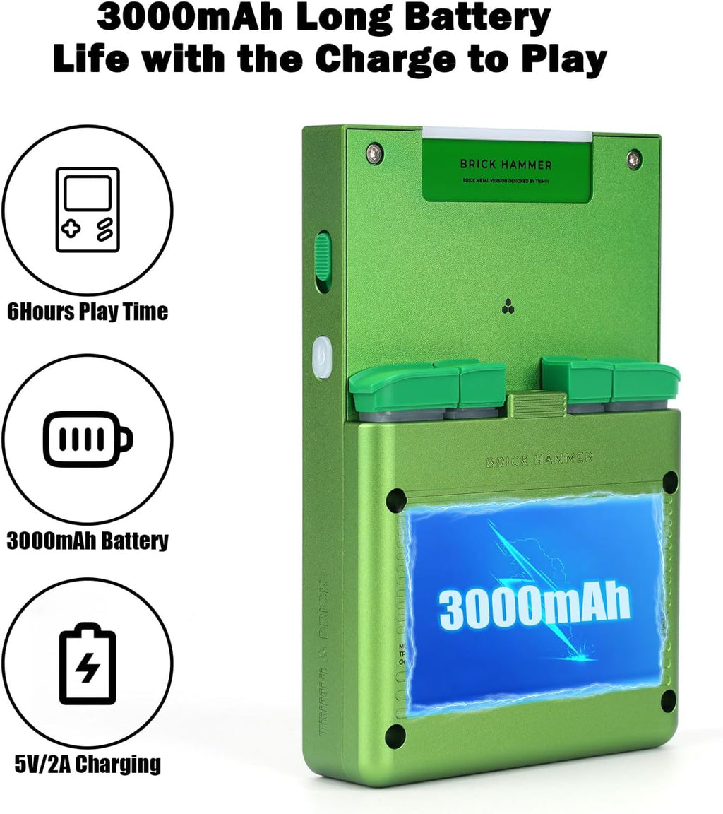 Trimui Brick Hammer Handheld Game Console with 3.2 inch IPS Screen and 3000mAh Battery, Retro Video Games Console with Pre-Installed 64GB TF Card and WiFi Function (Wild Green)