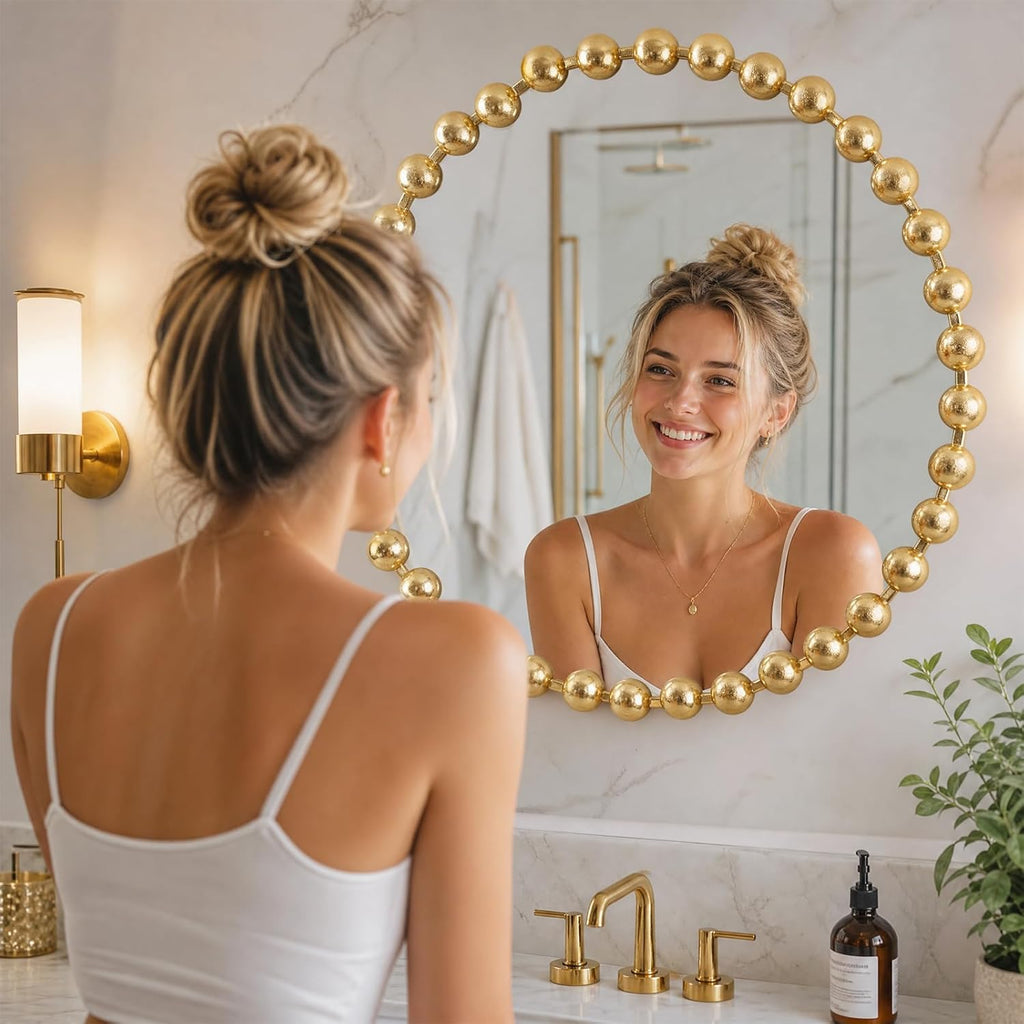 Madison Park 36 inch Gold Round Mirror, Round Mirrors for Wall Decor, Metal Frame Circle Mirrors for Bathroom, Living Room, Circle Wall Metal Art Mirror