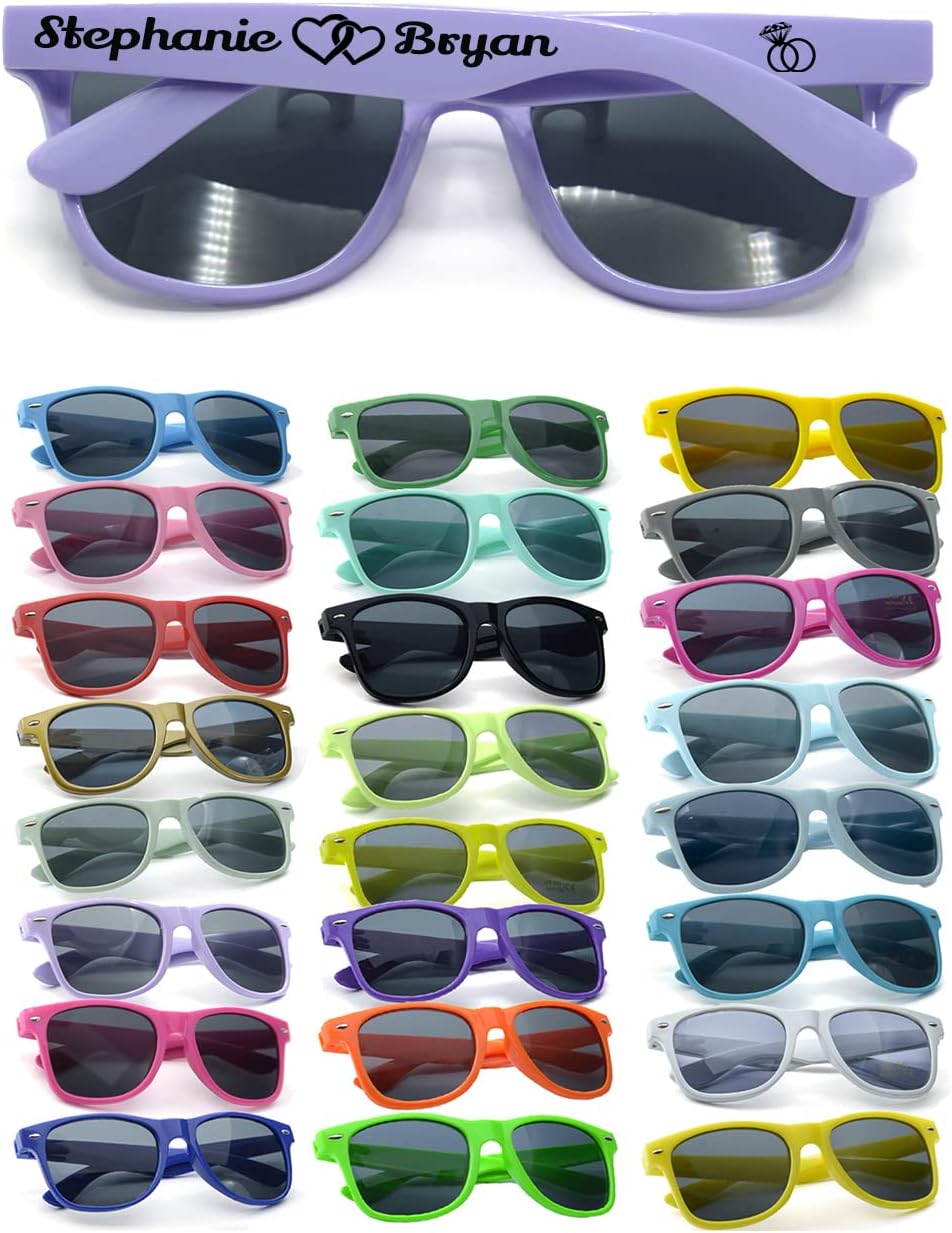 Personalized Sunglasses Bulk Party Favors Adult Gifts Custom Wedding/Bachelor/Birthday/Bridal/Groomman/Company Personalized Party Sunglasses Gifts for Guests (50PC Lavender)