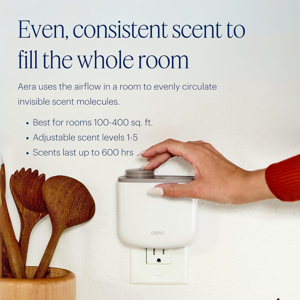 AERA Mini Waterless Plug-in Essential Oil Diffuser for Rooms 100–400 Sq Ft + Citrus Grove Scent – Smart Scent Machine with App & Alexa Control, Luxury Home Fragrance Starter Kit (Includes 1 Capsule)