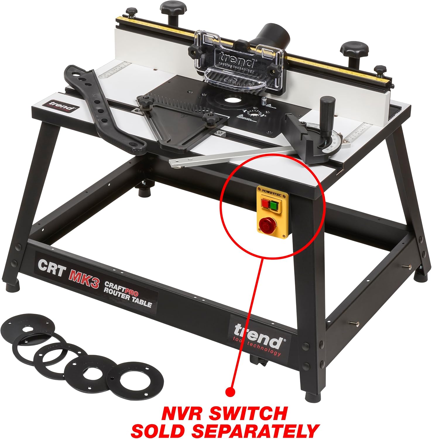Trend CRT Portable Benchtop Router Table, Robust Construction for Workshop and Jobsite Use, 120V NVR Switch Not Included, CRT/MK3