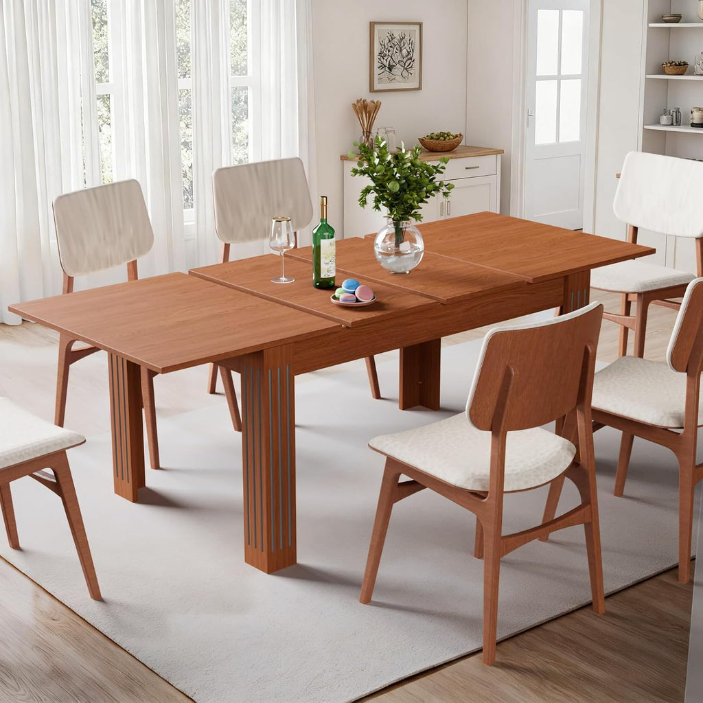 Extendable Dining Table, 54-85 Inch Expandable Table for 4-10 People, Modern Rectangular Dining Table, Space-Saving for Kitchen & Dining Room