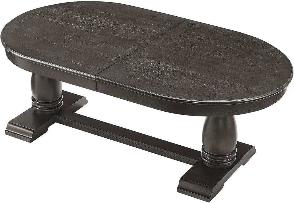 94.06'' Extendable Dining Table Rustic Wood Oval Dining Kitchen Dinner Table for 4-8, Modern Mid-Century for Living Room, Dark Brown
