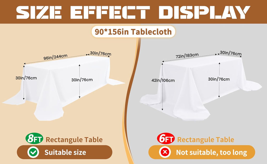 10 Packs Tablecloth 90 x 156 Inch, Black Polyester Table Cloth for 8ft Rectangle Tables, Stain and Wrinkle Resistant Washable Fabric Table Cover for Wedding Banquets Parties Buffet Dining Table