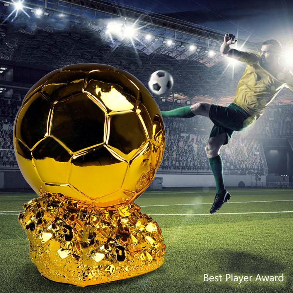 Football Trophy Champion Trophy Best Player Golden Ball Resin Material Electroplating Gold Color Football Commemorative Trophy Collection Football Fan Gift