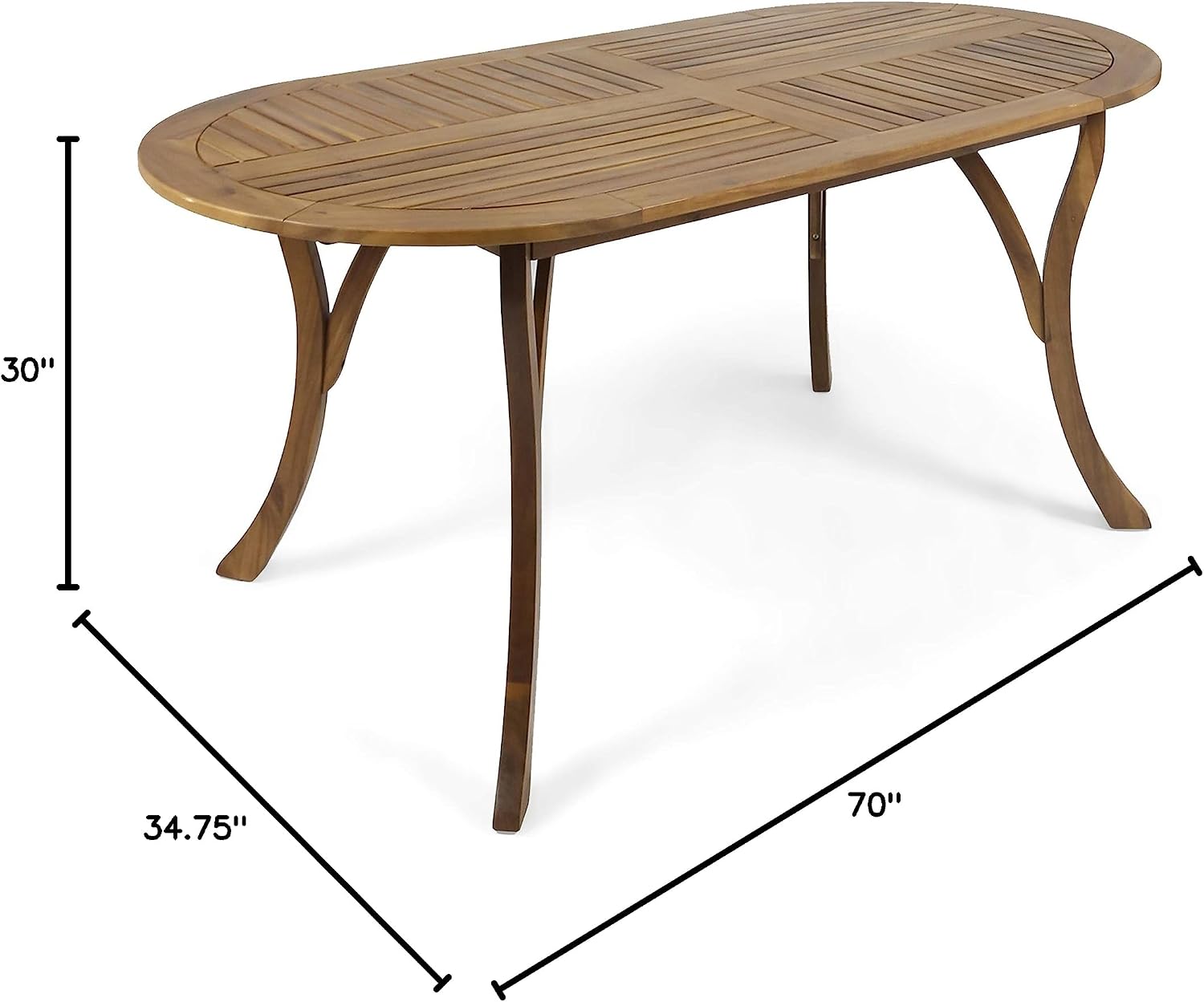 Christopher Knight Home Baia Outdoor 70' Oval Acacia Wood Dining Table, Teak