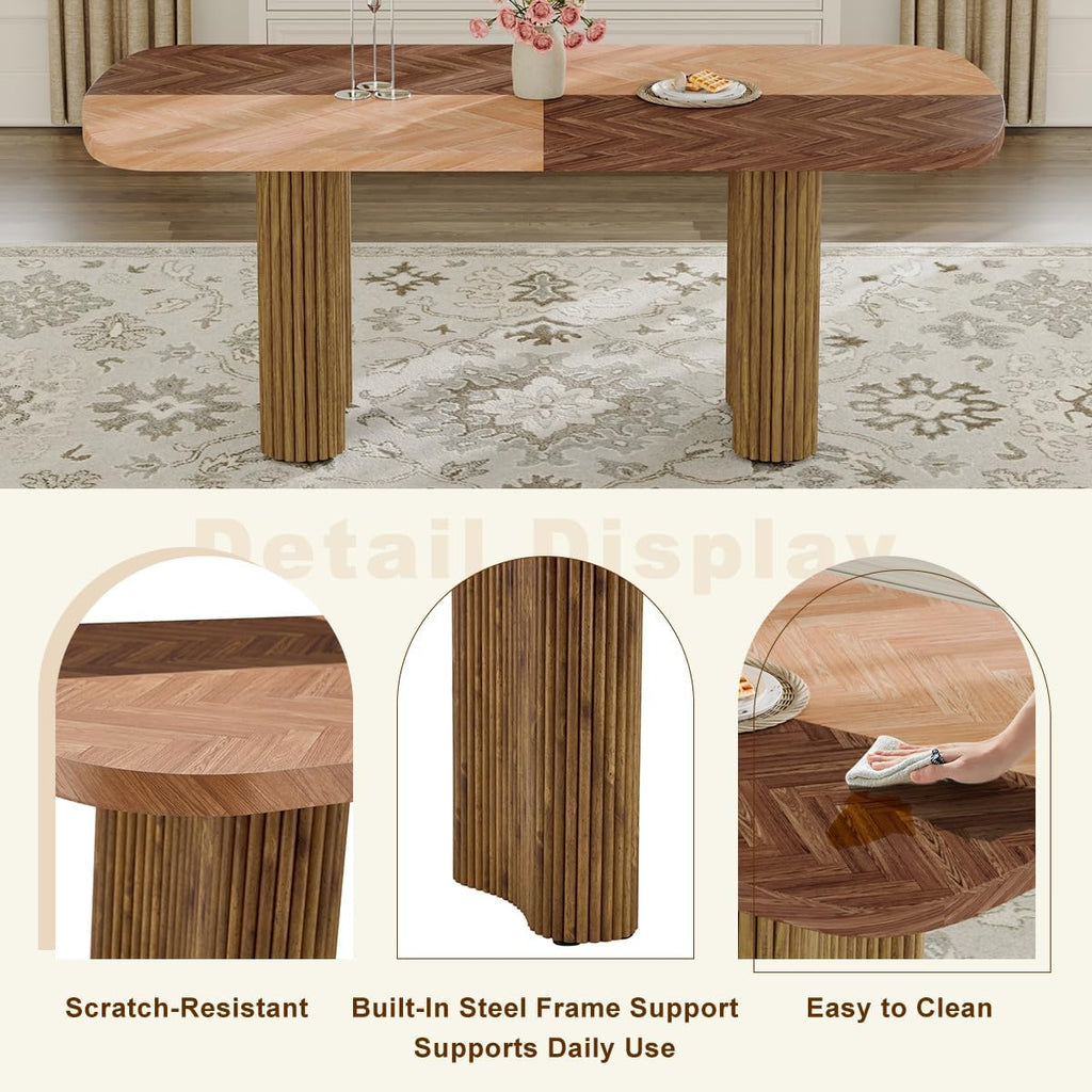 Dining Table Set for 8 - Large 78.7' Rectangular Kitchen Table Set for 8 with Cushioned Chairs,Modern Mid-Century Wood Dining Room Table for 8 Ideal for Kitchen & Gatherings