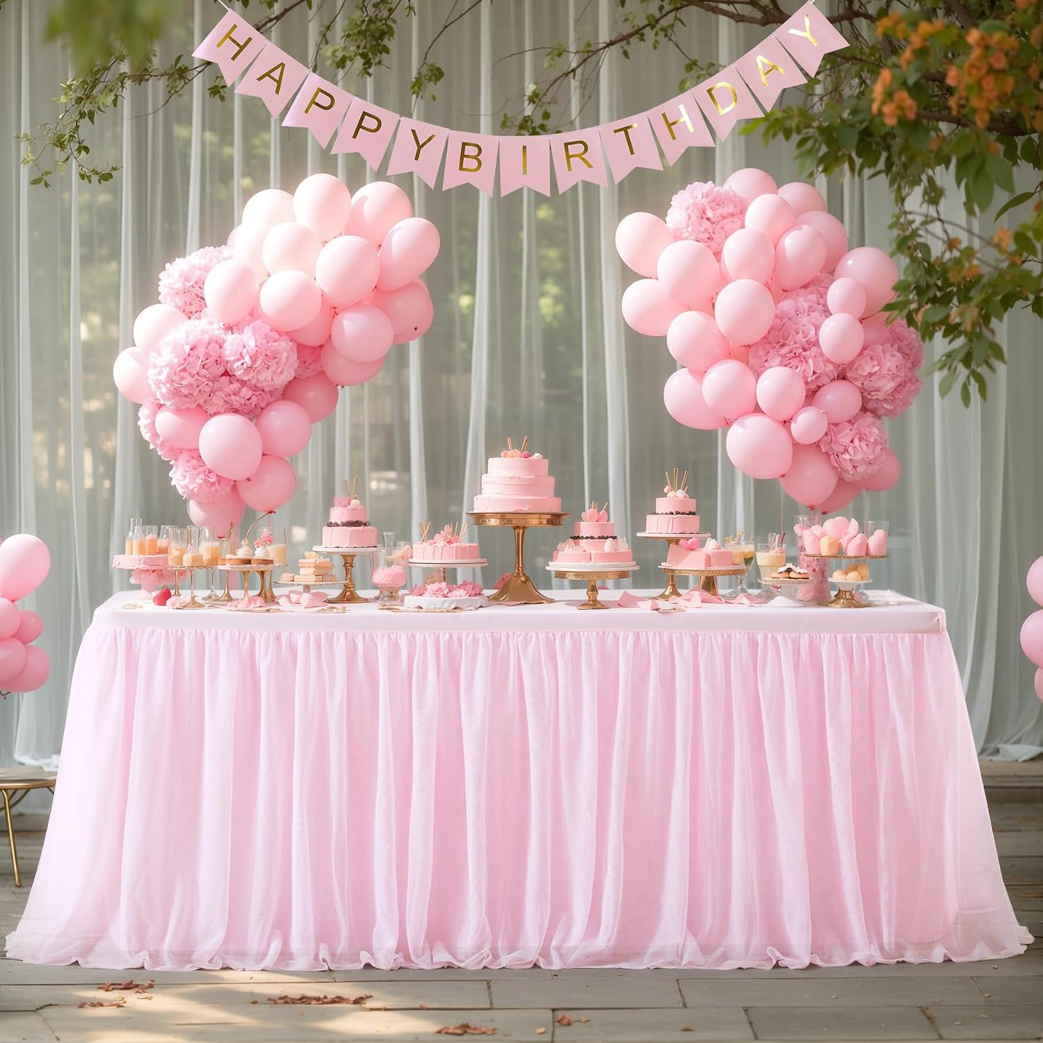Wish Care 6 Pack Pink Tulle Tablecloth for 6 Foot Rectangle Tables Ruffle Stretch Fitted Table Cloths Wrinkle Free Table Cover with Tutu Skirt for Party Wedding Girls Birthday Baby Bridal Shower Cake
