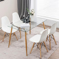 Tangkula Dining Table Set for 4, Modern Kitchen Table and Chairs, Glass Table and Chairs Set of 4 for Small Living Room, Kitchen