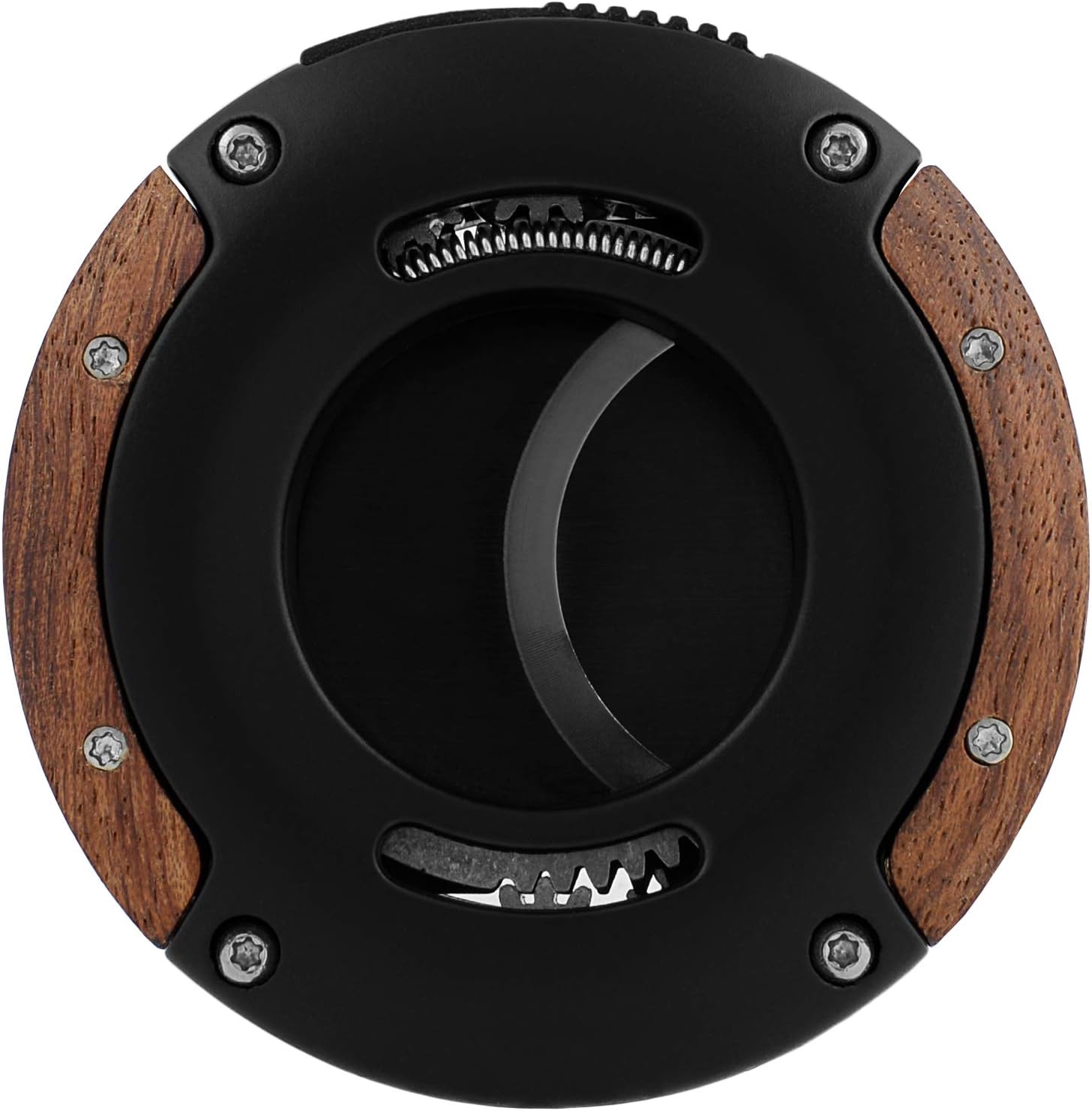 XIKAR XO Double Guillotine Cigar Cutter, Black & Redwood – Dual Stainless Steel Blades, 64 Ring Gauge, Round Aluminum Body, Precision Cigar Cutting, Spring-Loaded Release, Premium Cutter for Cigar Aficionados
