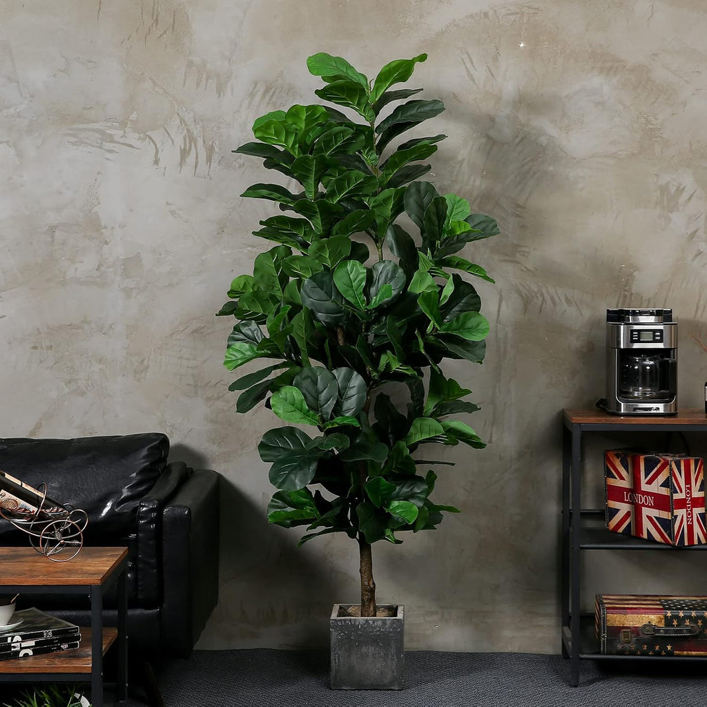 FLOWORLD Fiddle Leaf Fig Tree 6ft Tall Artificial Tree in Pot Fake Ficus Lyrata Plants with 184 Decorative Fiddle Leaves Faux Fig Trees for Home Office Living Room Decor Indoor Outdoor, 2 Pack