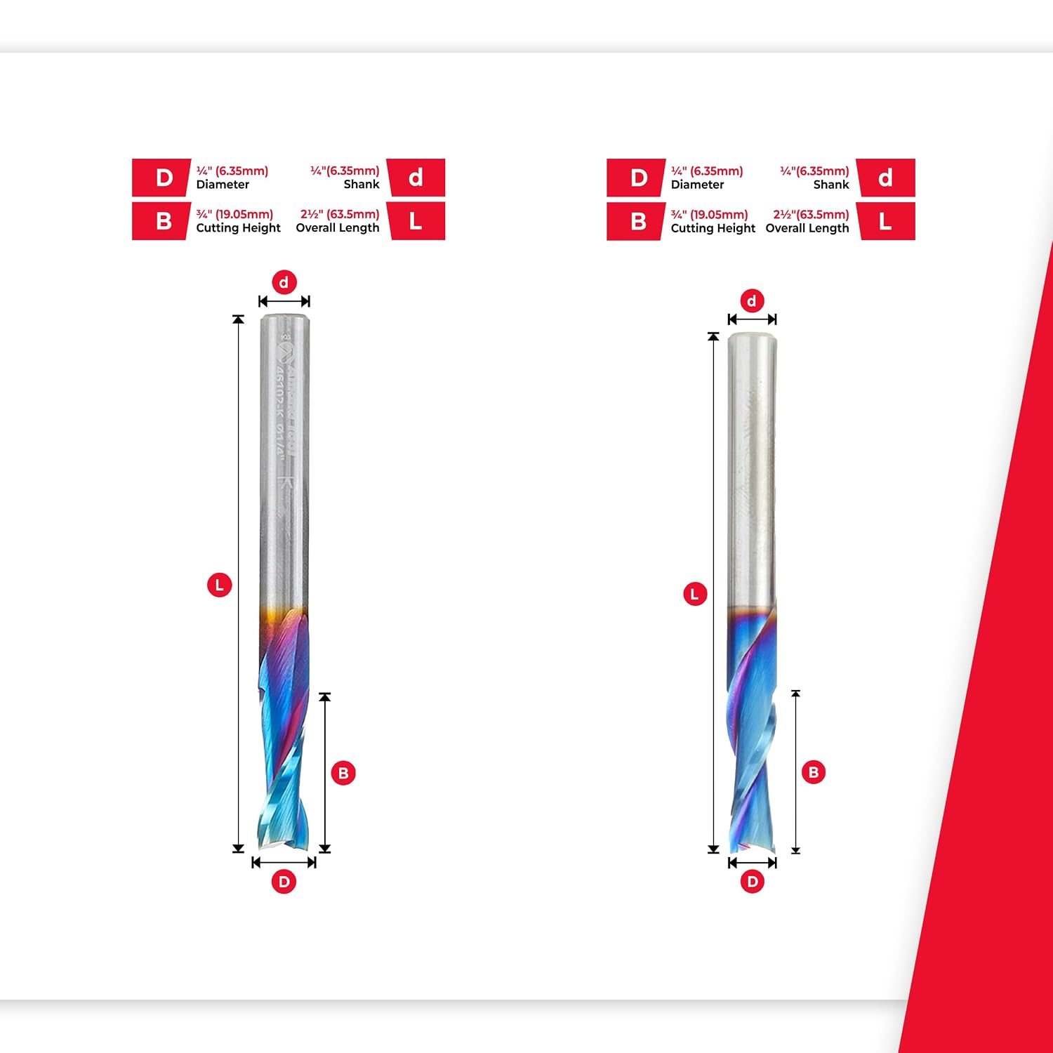 Amana Tool Spektra Extreme Tool Life Coated Solid Carbide General Purpose CNC Spiral Plunge and 3D Carving Router Bit Pack, AMS-272-K 4-Pc, 1/4 Inch Shank