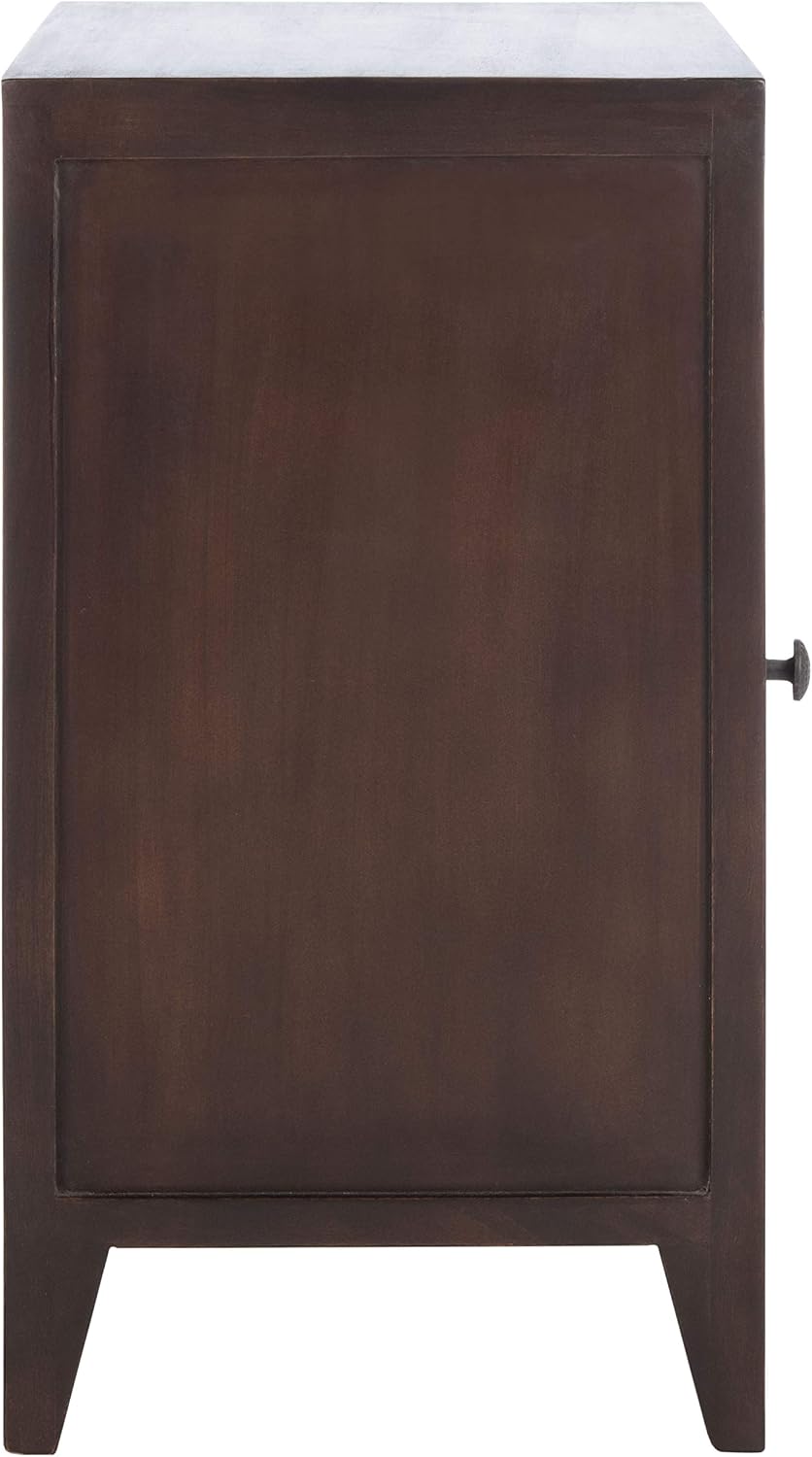 SAFAVIEH Furniture - Thea 1-Door Carved Nightstand - Brown - Mango Wood - Artisan Global Design - Ideal for Bedroom, 20'W x 14'D x 26'H - Fully Assembled (NST5300A)