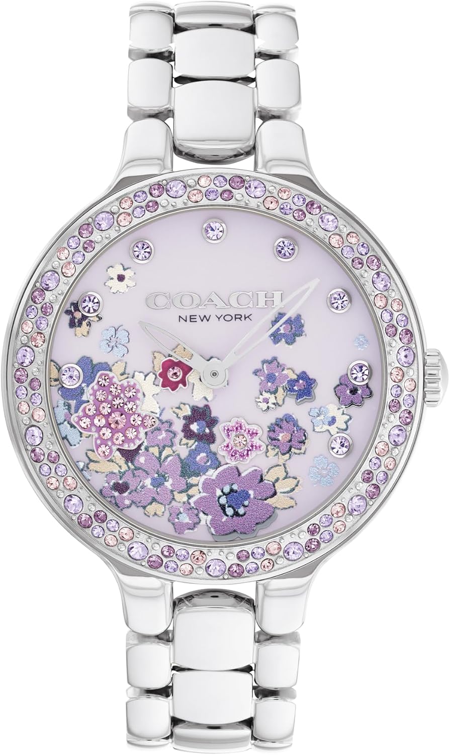 Coach Chelsea Women's 2H Quartz Watch - 36mm Stainless Steel Bracelet - Crystal-Set Bezel with Floral Design - Premium Fashion Timepiece - Gift for Her