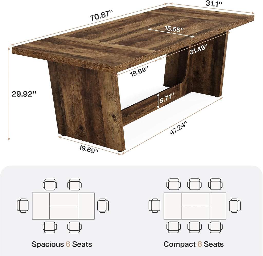 Tribesigns 14-16 People Conference Table, 12 FT Large Rectangular Meeting Seminar Table, Modern Solid Executive Office Business Furniture Boardroom Desk for Office (Set of 4, Dark Brown)