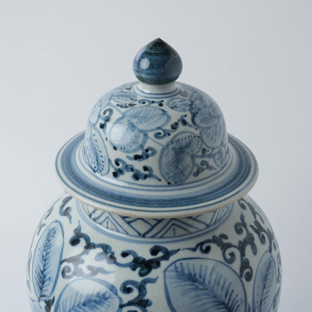 Handmade 41' Ceramic Ginger Jar w/Lid - Classic Chinese Style Porcelain Jar Tea Storage for Home Decor DecorativeTemple Jar Centerpiece Vintage Accent Antique Vase (Light Blue)