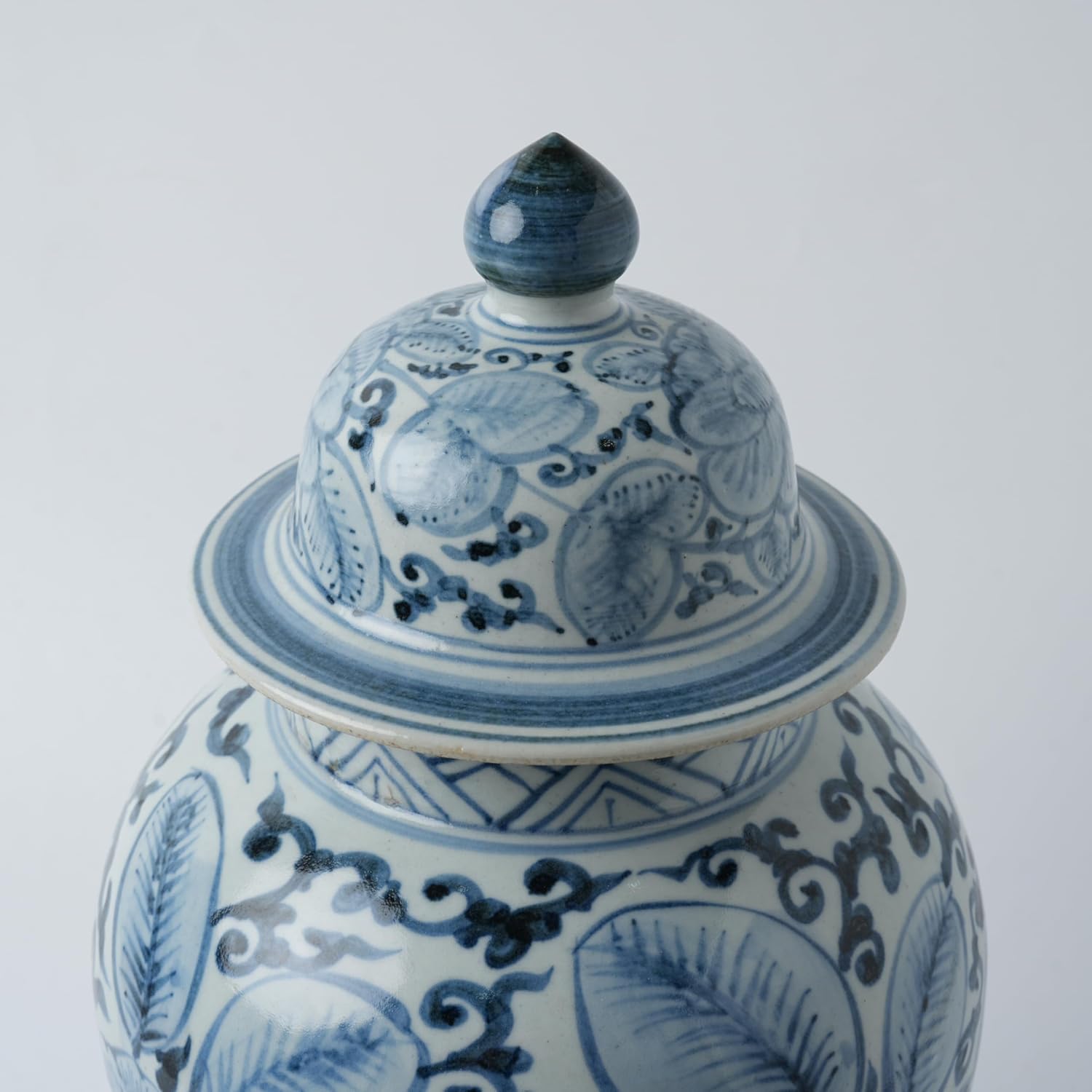 Handmade 41' Ceramic Ginger Jar w/Lid - Classic Chinese Style Porcelain Jar Tea Storage for Home Decor DecorativeTemple Jar Centerpiece Vintage Accent Antique Vase (Light Blue)