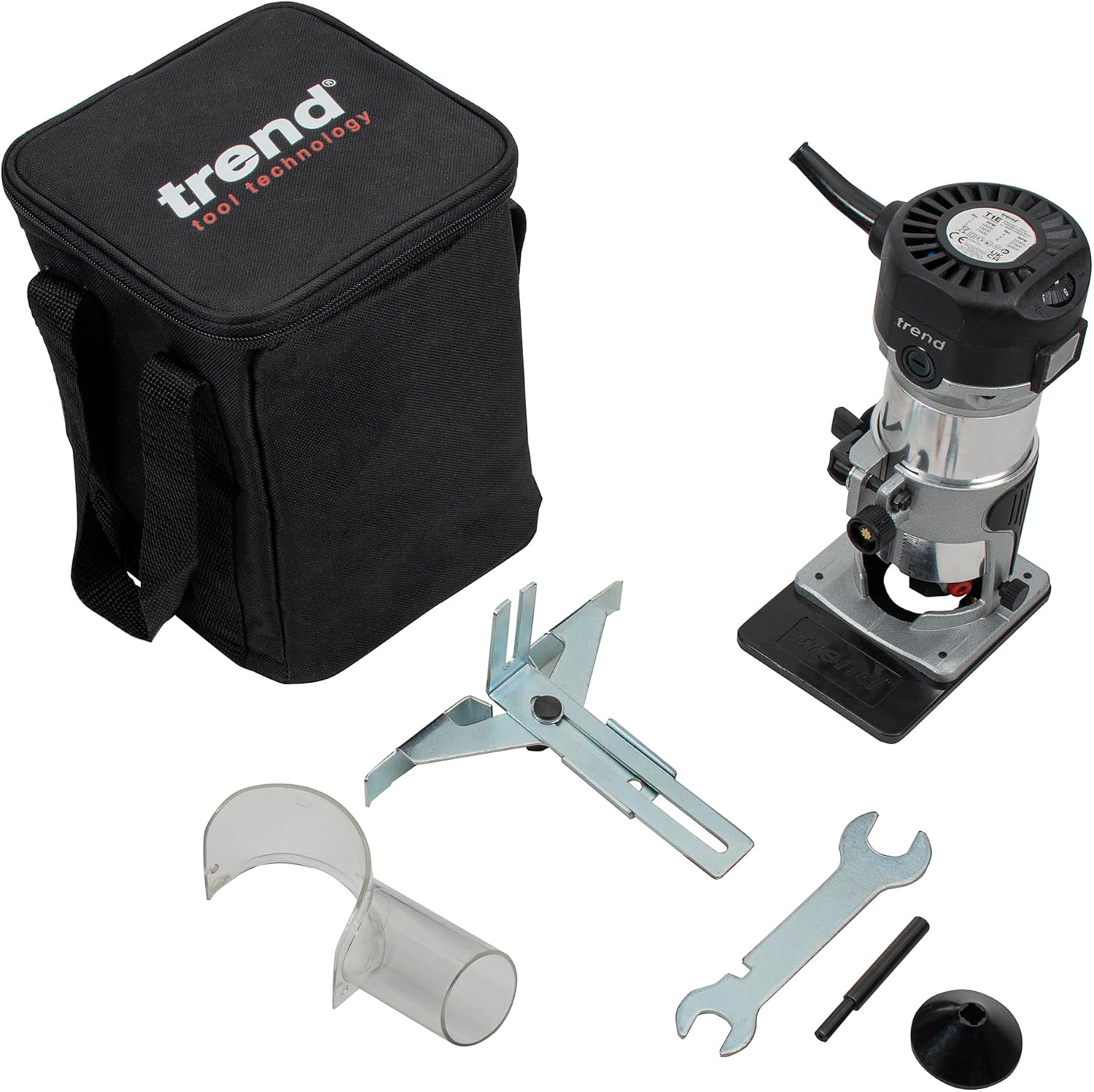 Trend T1 Trim Router with Extended Trim Base, 1/4 Inch Collet, 5.5A, 120V, Compact Trimming Power Tool, U*T1ETS