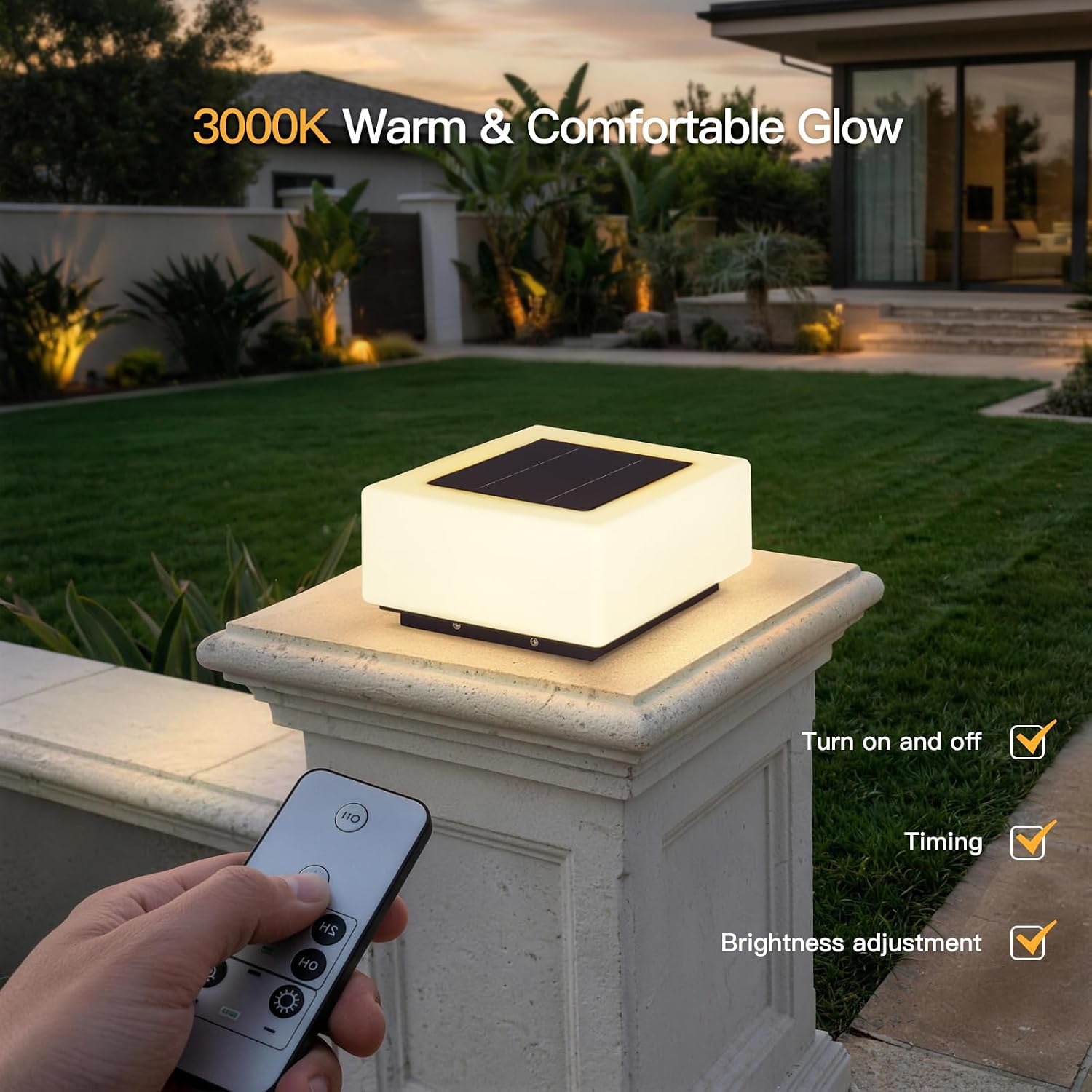 MVBT Solar Post Lights, 9.8' Pillar Light Outdoor, IP54 Waterproof Column Lights, 3000K LED E26 Bulb Modern Column Lamp Outside, Dusk to Dawn Pillar Lighting for Patio Garden Yard Gate Deck Backyard